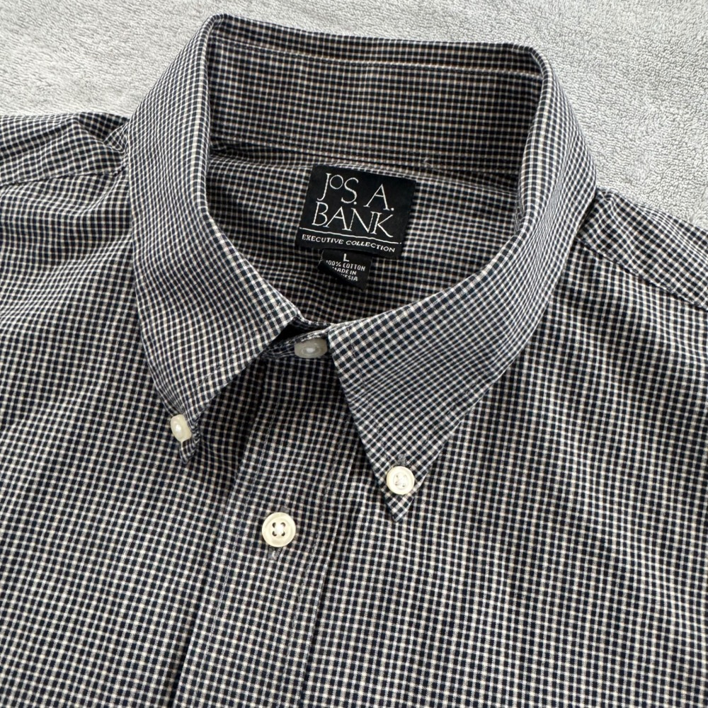 Jos. A. Bank Executive Collection Navy Gingham Cotton Button Down Shirt Mens‎ L